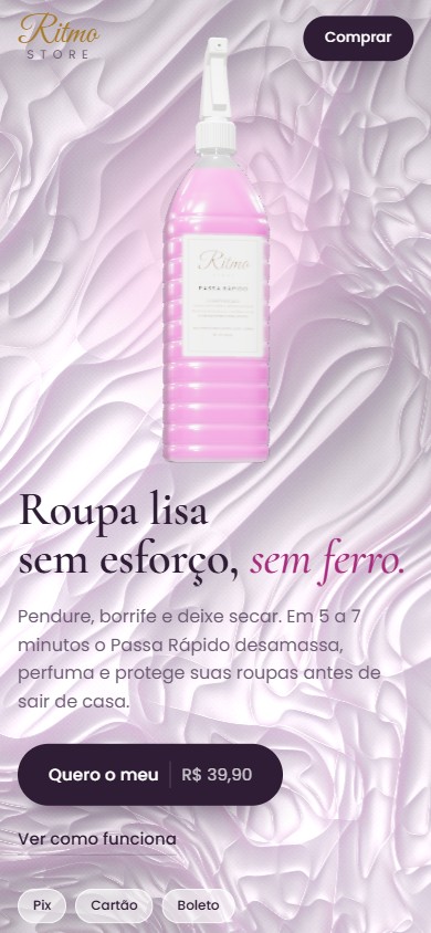 Site da Ritmo Store aberto no celular